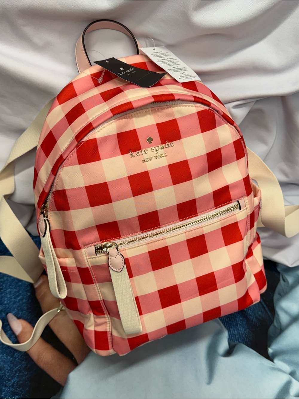 (new+tag) Kate Spade Chelsea Medium Backpack Pink Multi Gingham